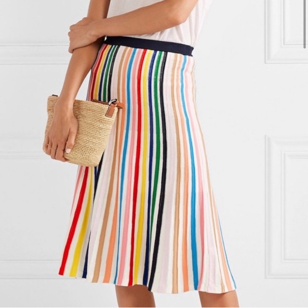 RARE J. Crew Petite Rainbow Stripe Flare Skirt 🌈